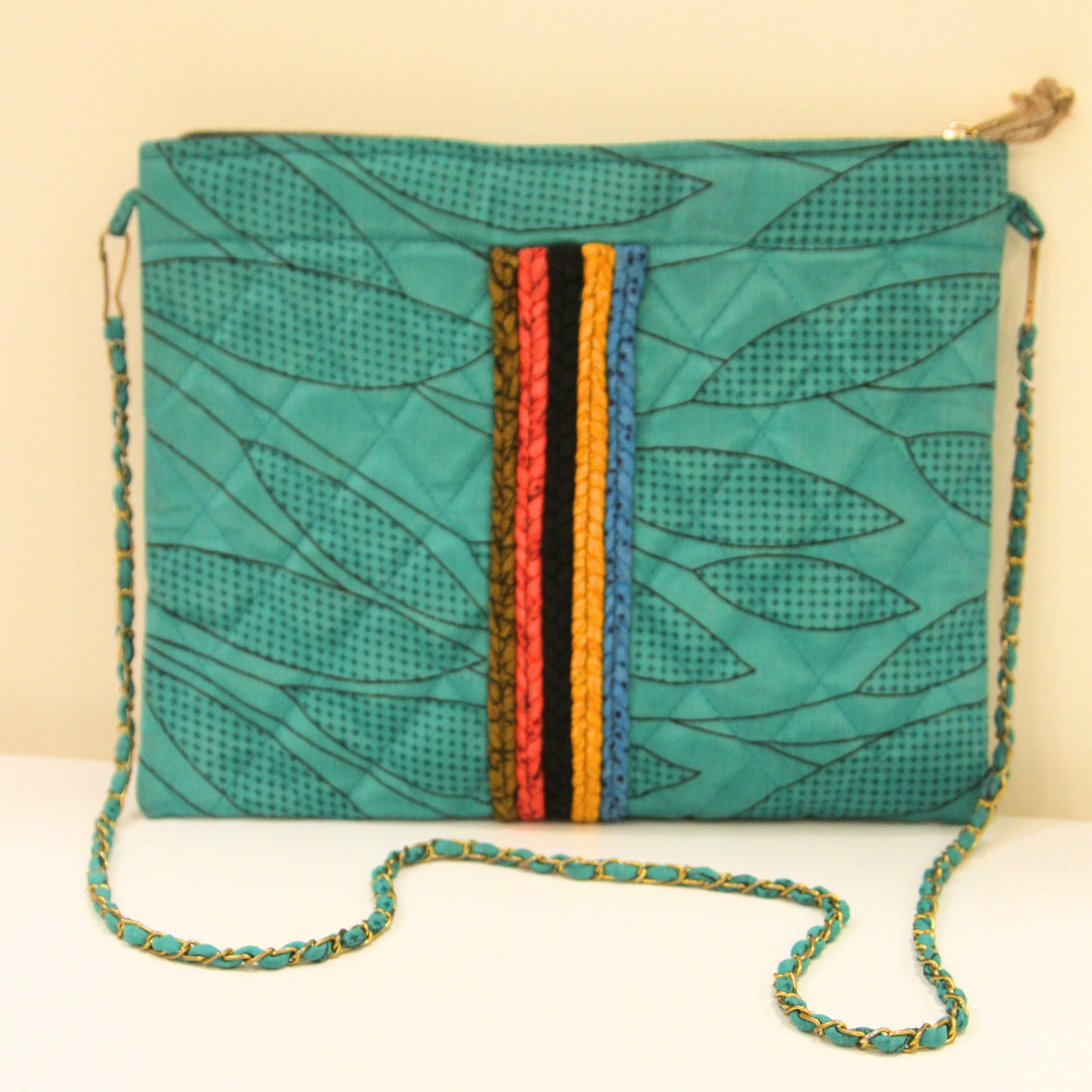 Turquoise Braided Evening Bag