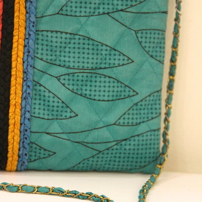 Turquoise Braided Evening Bag