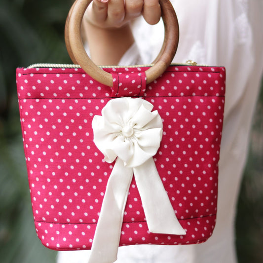 Polka Dot Mini Woodcraft Clutch