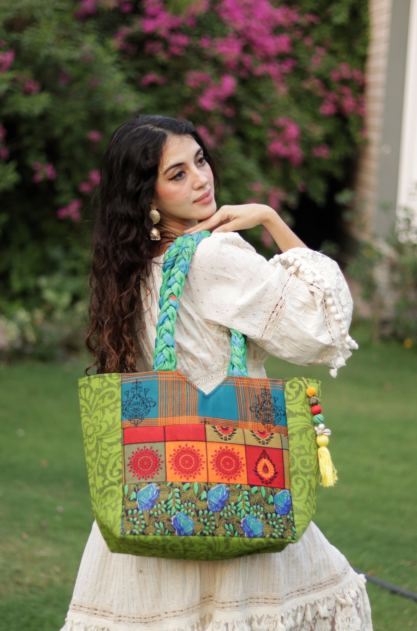 Mystic Priestess Patchwork Tote Bag