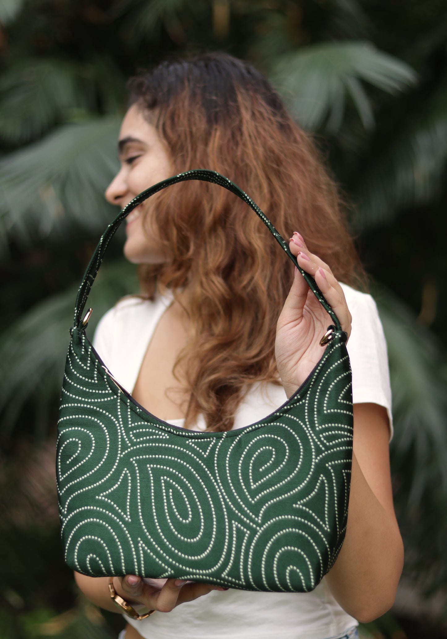 Green Swirl Moon Bag