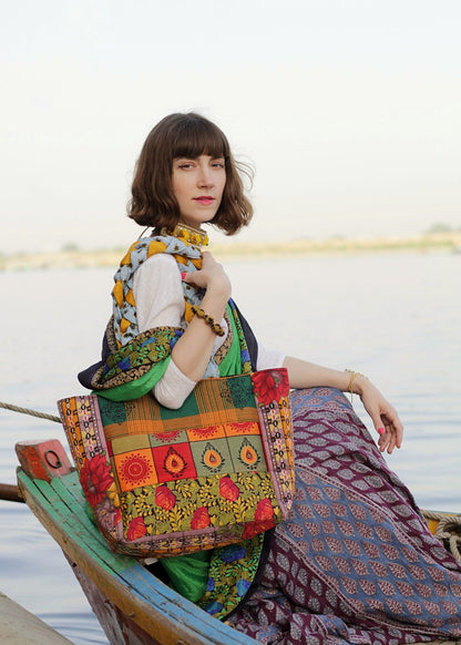 Dawn Priestess Patchwork Tote Bag